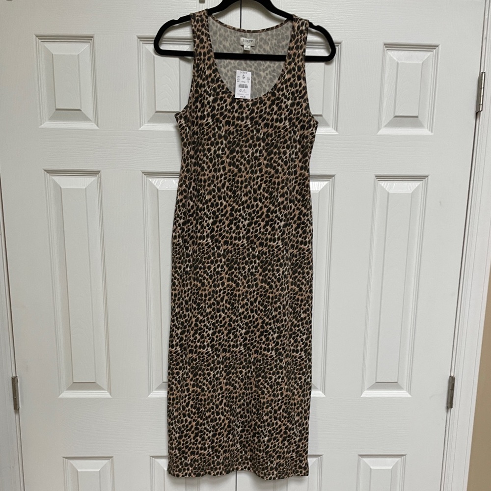 New  With Tags J. Crew leopard  print midi dress. Size S